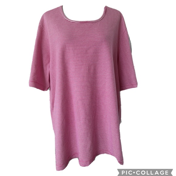 Ulla Popken Pink  Stripped Top Women’s Size 16/18 Short Sleeve - Picture 1 of 5